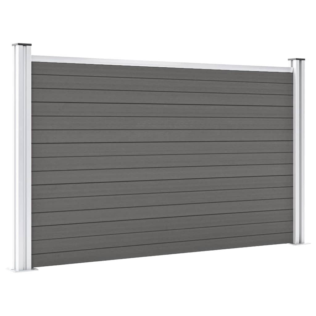 Garden Fence WPC 180x105 cm Grey, Privacy Fence Panel Set with Wood Grain, Durable Composite Wood Alternative for Backyard and Outdoor Security Barrier, Easy Modular Assembly with Aluminium Profile