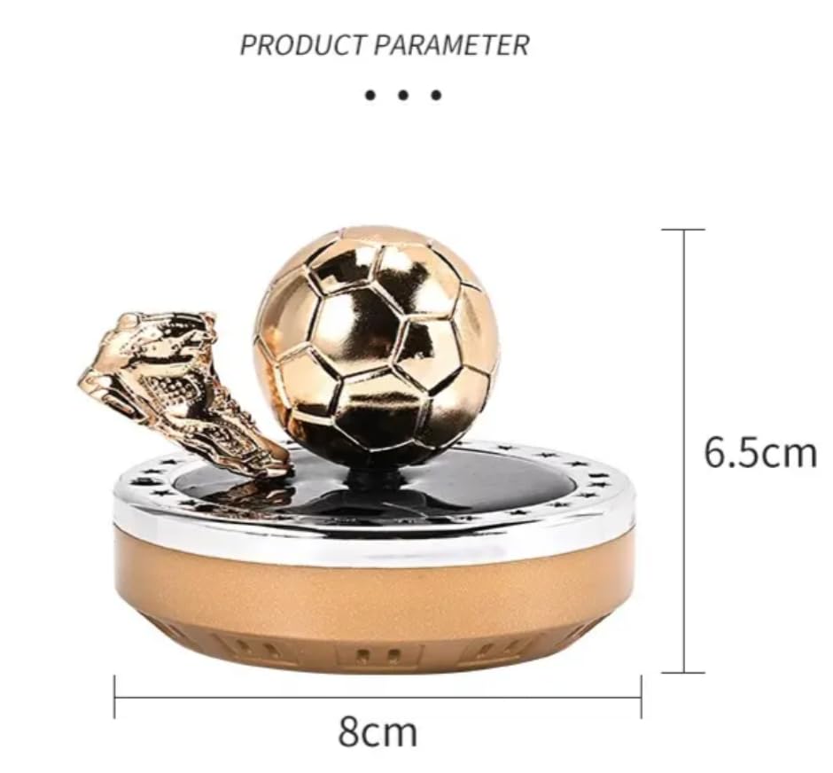 Image of YOURKARTS.COM Solar Powered Football Trophy Display Stand (M, Small Shoe) - Golden Shoe with Rotating Base for Sports Enthusiast Car Interiors car accessories