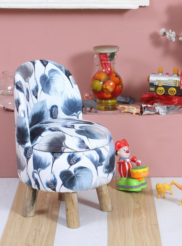 Image of Ottoman Kids pouffe Small Stool for Baby Chair Study Table Stool for Kids Room Baby Sofa Stepstool Children Cartoon Wooden Chair, 14x26 Inch, Leaf
