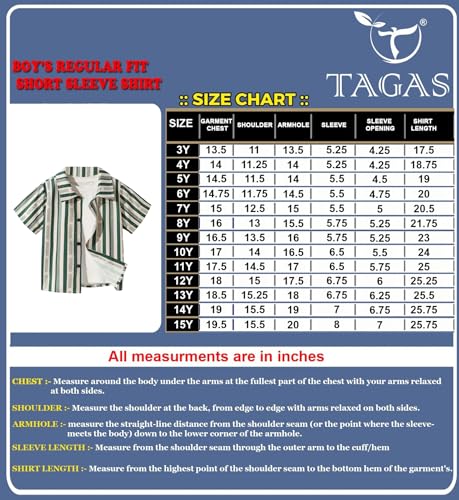 Image of TAGAS Boys' Shirt|Casual Short Sleeve Shirts for Kids | Button-Down Summer Shirts | Regular Fit Stylish Wear