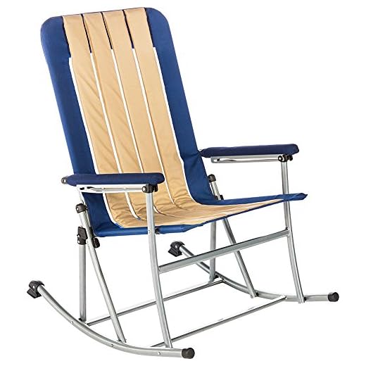 Kamp-Rite Folding Rocking Chair, Blue/Tan