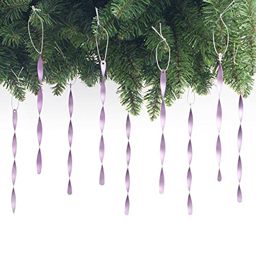 AMS Christmas Tree Ornaments 24PCS Aluminum Twisted Icicles Ornament Set for Christmas Tree New Year Party Decorations Supplies(Matte 7",Light Purple)