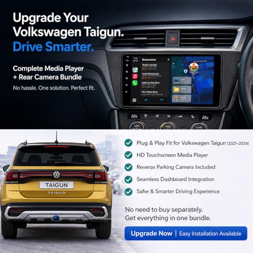 Image of Volkswagen Taigun Original QLED 9 inch Zlink Car Android Stereo | OS 13 | 4GB+64GB | Display Support Car Play & Android Auto | incl. AHD Rear Camera & Frame with - 1 Year Warranty