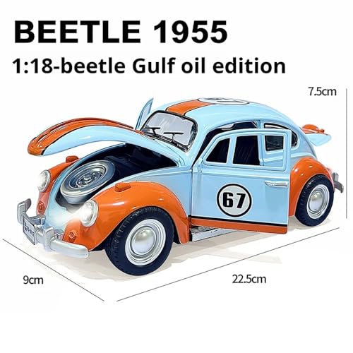 Image of 1:18 Beetle Toy Car Vintage Car Die Cast Metal Model Cars with Pullback Openable Door Light Sound Cars Toy, 3+ Years, Multicolor