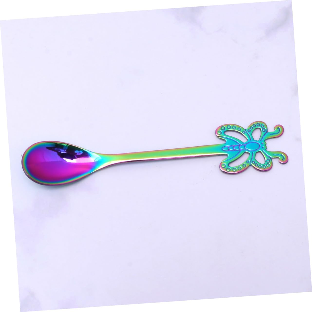 Stainless Steel Fruit Spoon with Smooth Polished Handle Non-slip Grip Creative Pattern Kitchen Tableware for Home Bar Dining