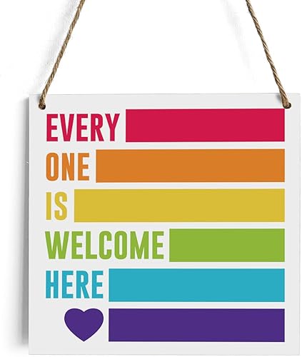 Letrero rústico de bienvenida de madera, para colgar en la pared, inspirador, divertido, diversidad, orgullo, placa decorativa de madera, para el