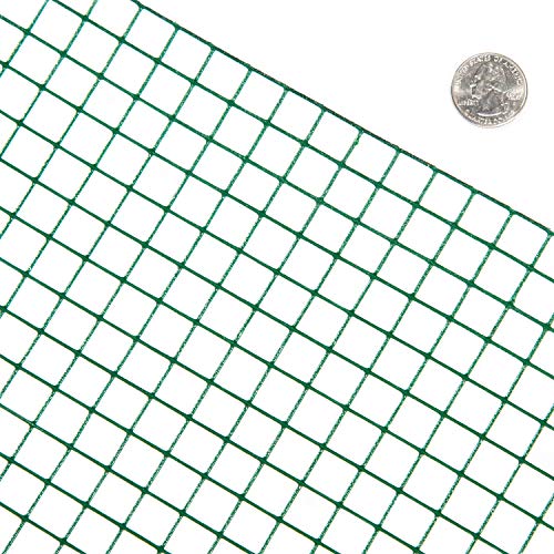 Fencer Wire 19 Gauge Green Vinyl Coated 1/2 Hardware Cloth Vegetables Garden Rabbit Fencing Snake Fence For Chicken Run Critters Gopher Racoons Opossum Rehab Cage Wire Window (24" X 96") #TOP4