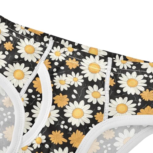 ODAWA Daisies Black Retro Soft Toddler Cotton Underwear Tagless Toddler Boys Underwear 2T4