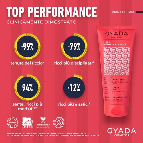 GYADA COSMETICS, Balsamo Modellante Ricci, Balsamo Capelli Ricci Districante, Elasticizzante e Disciplinante, a Base di Succo di Aloe Vera, Olio di Lino, Cocco, Argan e Jojoba, 200 ml - 5
