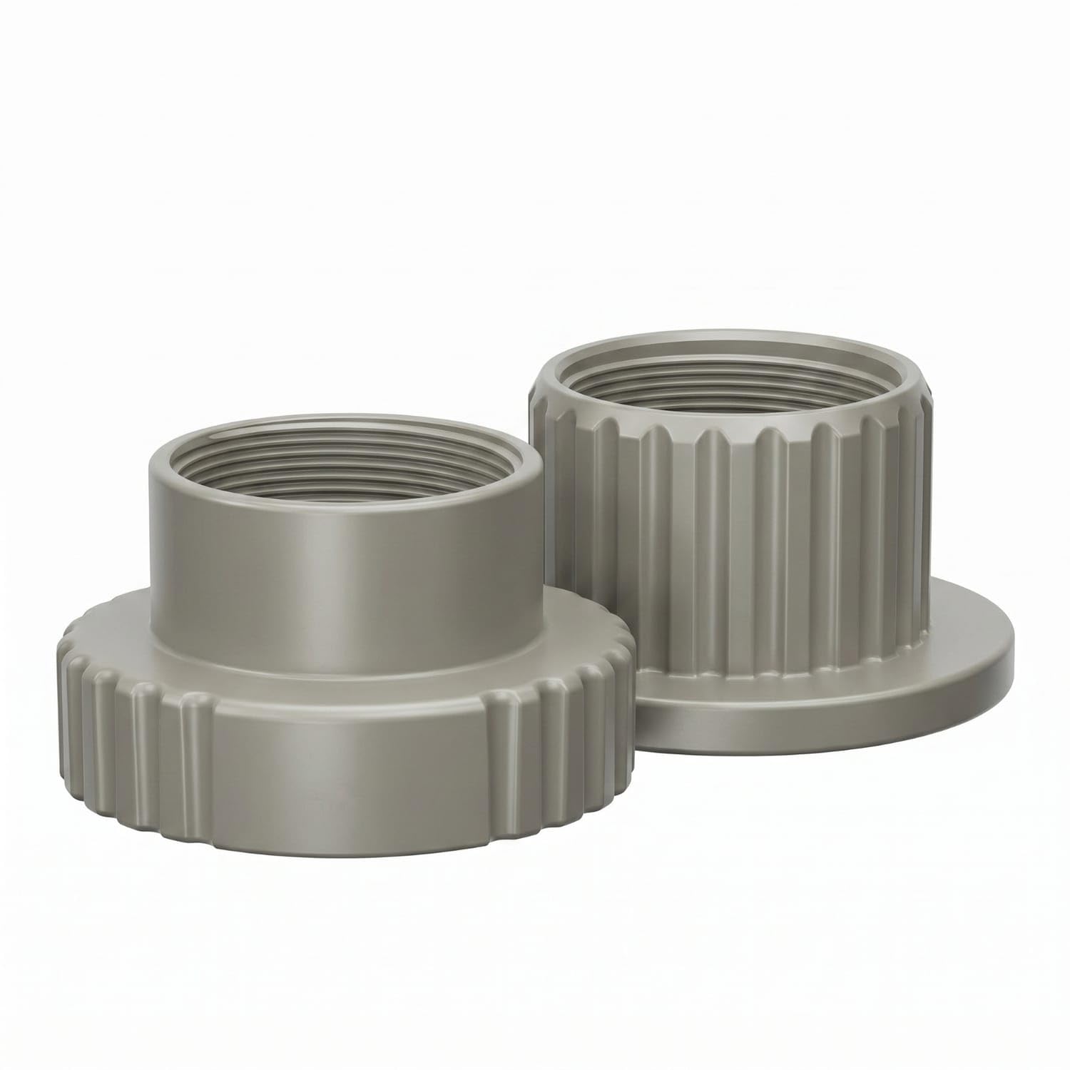 2 Pieces Ribbed Grip Pool Fountain Adapter Kit Flat Flange Male Female Adapter Set Cylindrical Light Gray, 2-pack-image-20