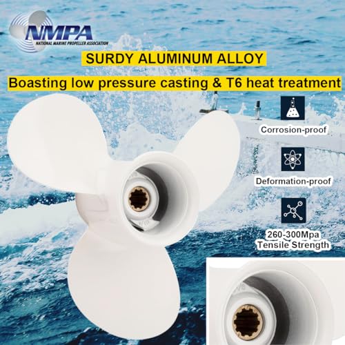 Image of VIF Jason Marine 9 7 /8 x 11 1 /4-F OEM Aluminum Boat Propeller fit Yamaha Outboard Motos F25 /20HP /25hp /30hp,Ref No. 664-45947-01-EL, 10 Spline Tooth, Rh
