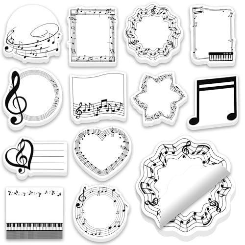 MWOOT 12 Blocs Notas Adhesivas Temática Musical, Sticky Notes Autoadhesivas, Notas Musicales para Estudiantes,Profesores de Música, Listas de Tareas y Regalos de Agradecimiento