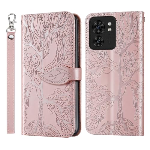 TIPOYOROO Case for Moto Edge 2023 /Moto Edge 40 5G Protective Flip Wallet Case Folio Book PU Leather Phone Case with Card Holder Lanyard Magnetic Closure for Motorola Edge (gen 4)-Rose Gold