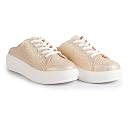 FAUSTO FST 1373 SULTAN-38 Women Sultan Back Open Glitter Mule Sneakers with Lace-Up Front | White Platform Sole Slip On Shoe | Memory Cushioned Insole (5 UK) gallery image