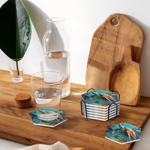 Dessous de verre avec support absorbant en céramique pour table basse et boisson - 7