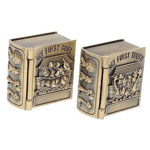 Gogogmee 2Pcs Teeth Keepsake Cases Vintage Milk Teeth Containers with Lining Sturdy Tooth Boxes for Storing First Tooth and Curl Memories