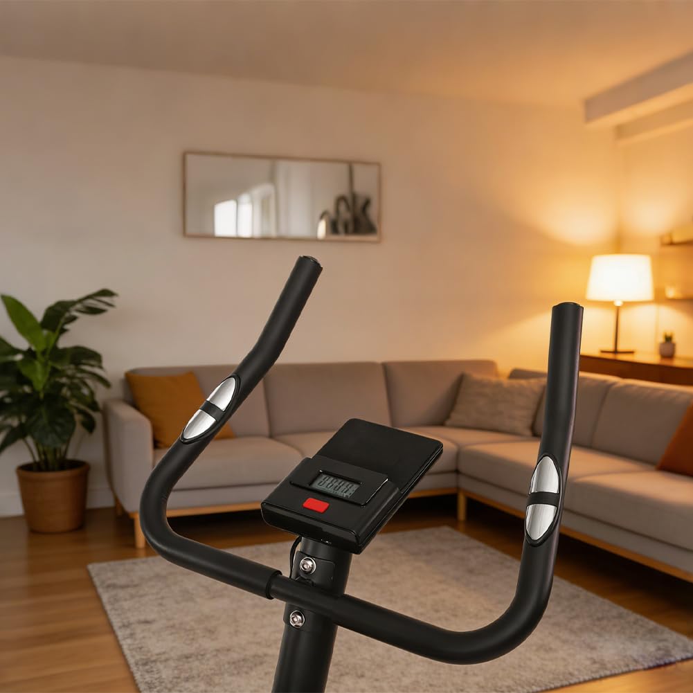 BAKAJI Cyclette Magnetica da Casa per Allenamenti Fitness Home Gym, Bici con 8 Livelli di Potenza, Allenamento Cardio, Attrezzo da Palestra con Manubrio e Display LCD per Controllo Calorie, Battiti