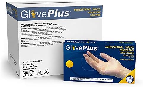 GLOVEWORKS Clear Vinyl Industrial Gloves, Case of 1000, 3 Mil, Size Small, Latex Free, Powder Free, Food Safe, Disposable, Non-Sterile, IVPF42100