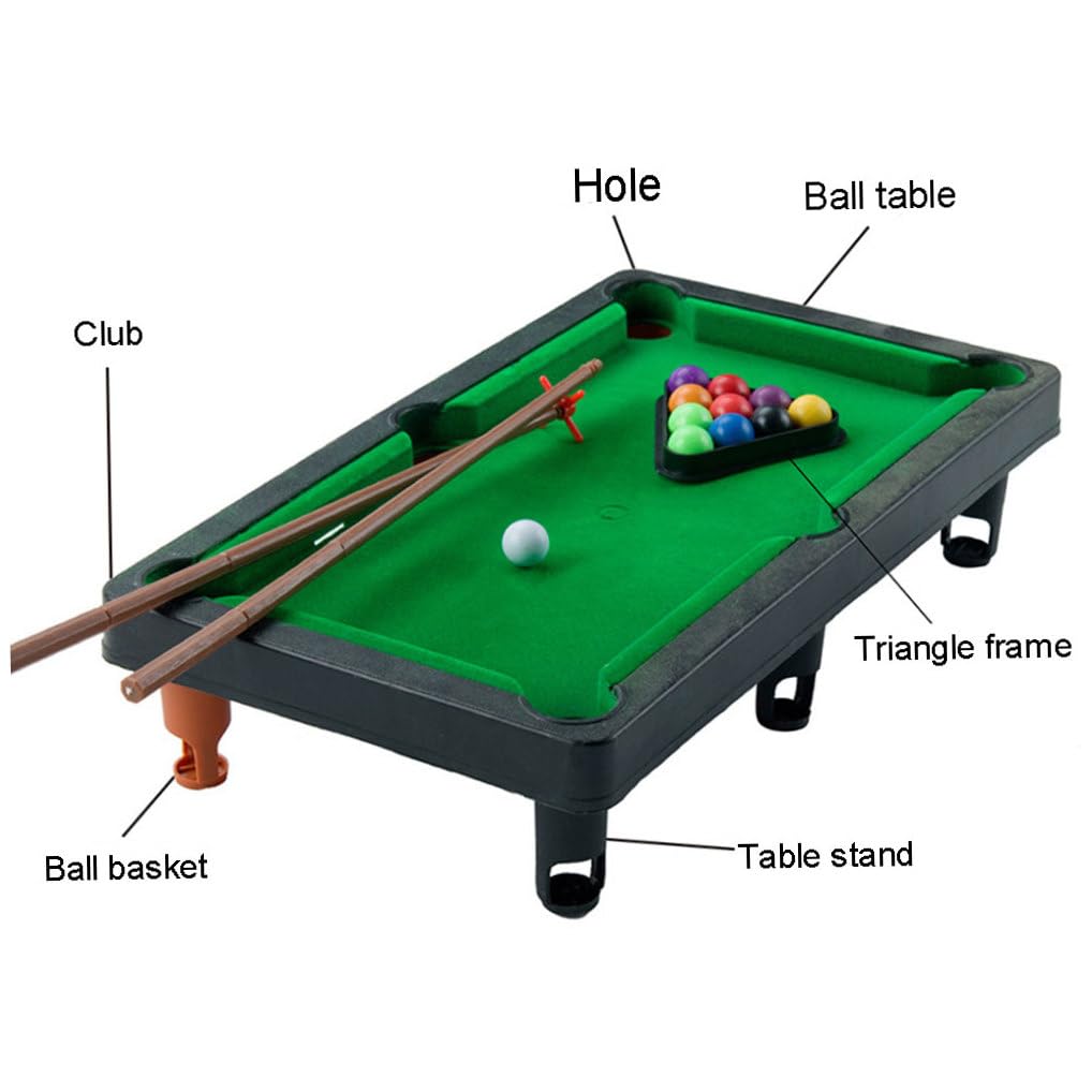 1 Ensemble de Mini Piscine de Table, Petit Jeu Billard Comprenant des balles Jeu, des bâtons et Un Support Triangulaire, Jeux Bureau conviviaux pour Les Voyages