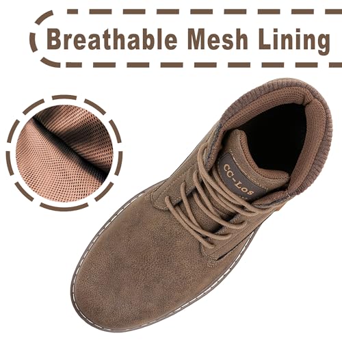 Image of CC-Los Men's Hiking Boots Casual Chukka Boots Water-Resistant Work Ankle Boots for Men Size 8-14 Brown