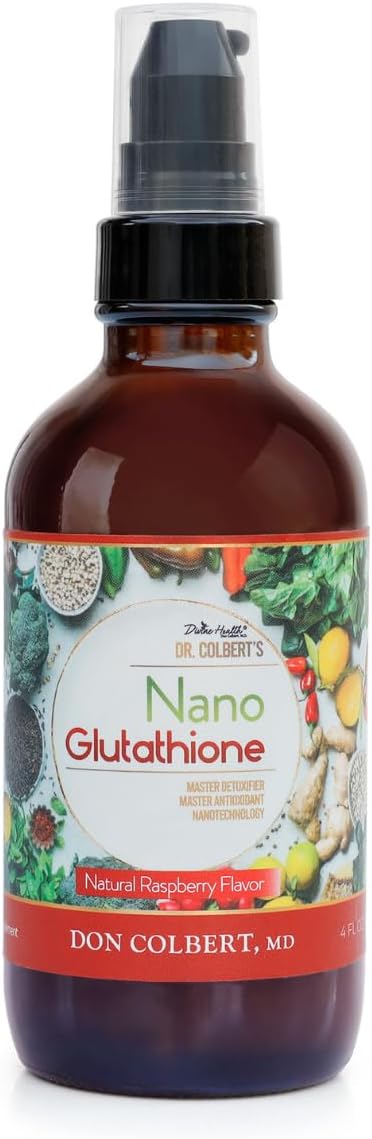 Dr. Colbert, MD Nano Reduced L-Glutathione Liquid Spray | Raspberry Flavor | by Divine Health | Nanonization | Superior Absorption | Includes Vitamin C | Sugar Free | 60 Servings | 4oz
