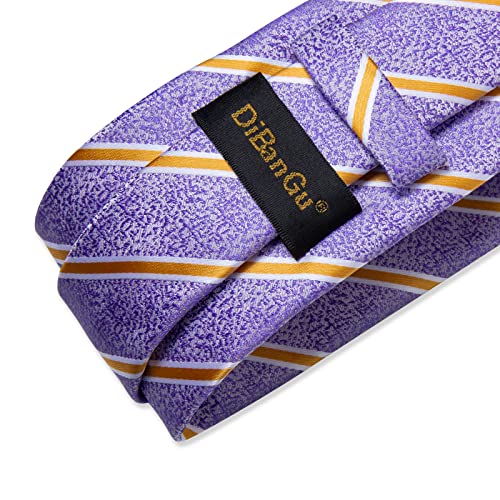 Image of DiBanGu Mens Striped Tie Silk Woven Necktie and Pocket Square Cufflinks Tie Clip Set Wedding Business Formal Gift Tie for Men