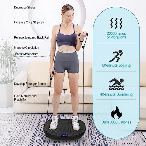 AXV Vibration Plate Exercise Machine Whole Body Workout Vibrate Fitness Platform Lymphatic Drainage Machine for Weight Loss Shaping Toning Wellness Home Gyms Workout by AXV - Image 7
