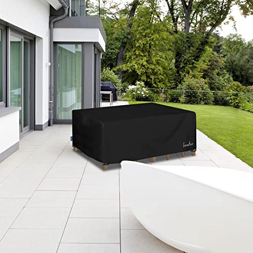 Loodro Patio Furniture Set Covers Outdoor Table Cover Rectangular Patio Cover Waterproof Anti-Uv Resistant With 4 Windproof Buckles Large Black （81Lx47Wx28H） #TOP4