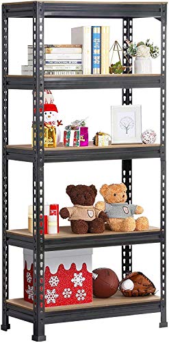 Image of Ash & Roh MDF Wood Adjustable 4-Shelf Unit Display Storage Rack (Black, 54 inch H x 24 inch L x 12 inch D)