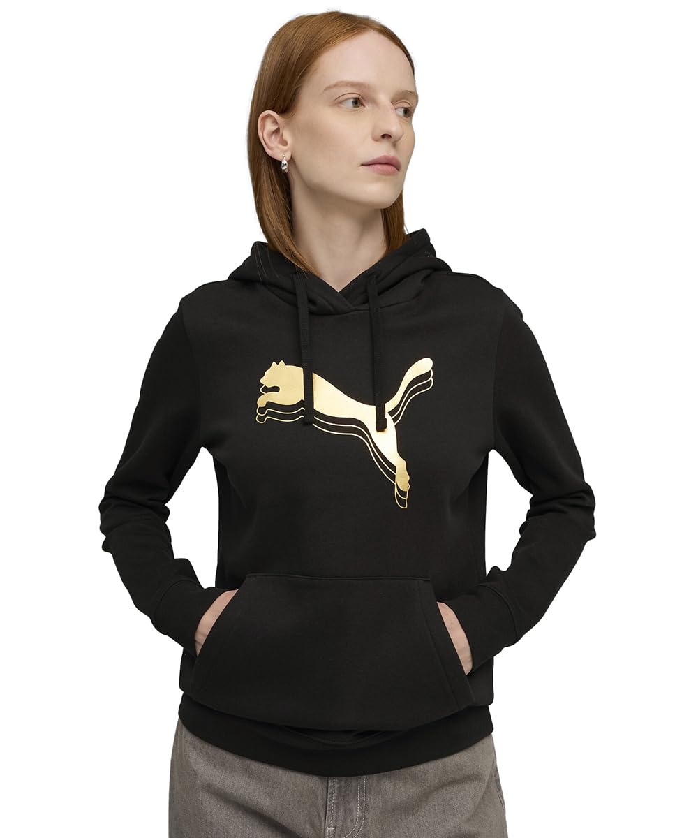 puma Women, METALLIC Hoodie, Black-Metallic Gold, S (68499651)-picture-52