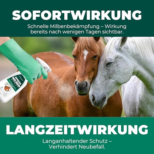 Silberkraft Milbenspray Pferde 500 ml, Effektiver Milbenschutz & Parasitenabwehr, Soforthilfe bei Juckreiz, Langzeitschutz gegen Milben, Flöhe & Läuse, wirksame Formel zur Insektenabwehr