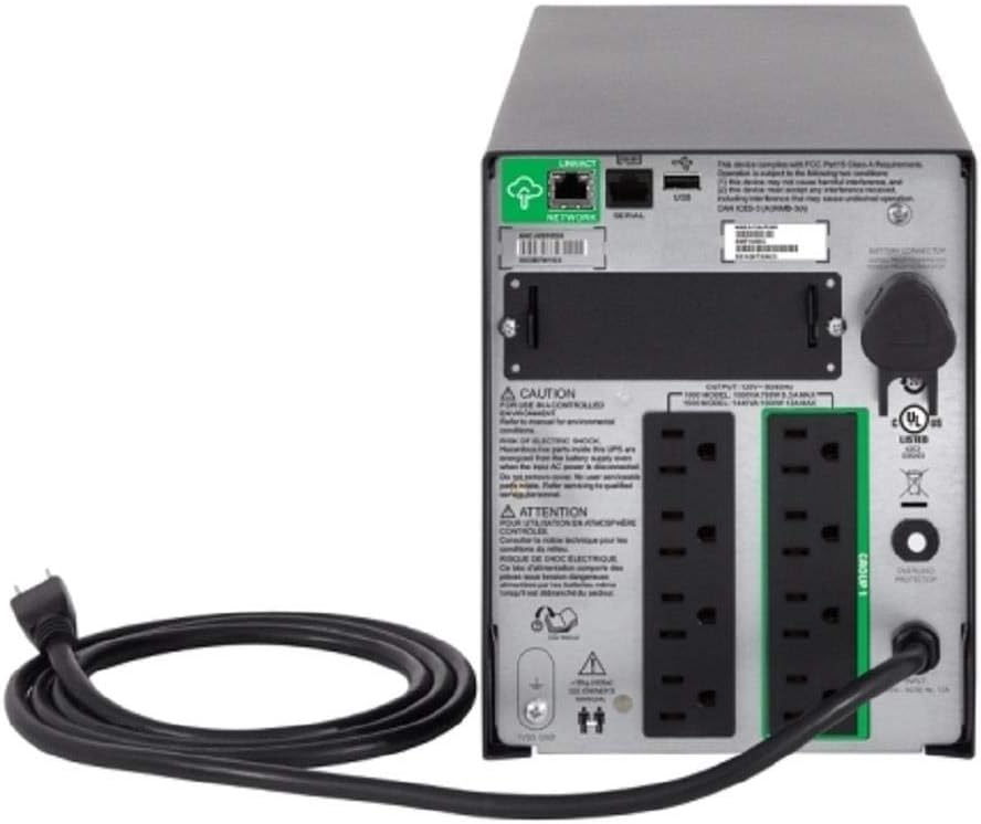 APC/Dell DLT1500C SMT1500C Smart UPS 1500VA 100W LCD 120V SmartConnect Battery Power Backup Tower Desktop, Black
