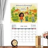 キッズ向け金融カレンダー | 体験型お金学習カレンダー お子様向け | 2026年版 1月～12月 カラフルイラスト付きプランナー