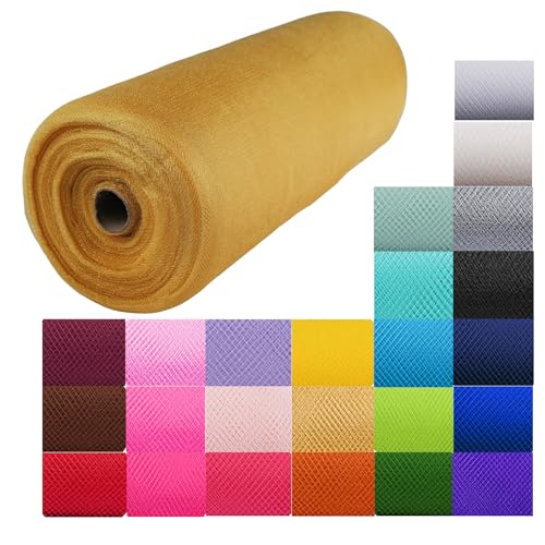 Craft And Party 54 Inch by 40 Yards (120 ft) Metallic Gold Fabric Tulle Roll Fabric Tulle Bolt for DIY Tutu Skirt Wedding and Decoration (Metallic Gold)