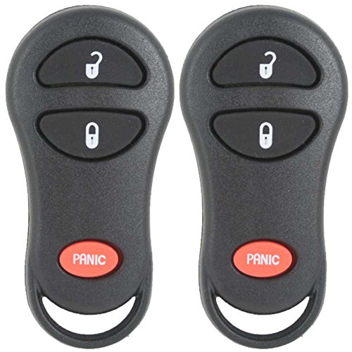 Keyless2Go Replacement for New Keyless Entry 3 Button Remote Car Key Fob Select Chrysler Town & Country, Voyager, Dodge Durango, Caravan, Dakota, RAM Pickup, Plymouth Voyager Vehicles That Use FCC GQ43VT17T (2 Pack)