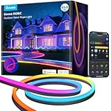 Govee Outdoor Neon Rope Lights, 65.6ft RGBIC IP67 Waterproof Outdoor Decorations with 64 Scene Modes, Music Sync, Flexible LED Lights, Neon Lights Work with Alexa, Google Assistant
