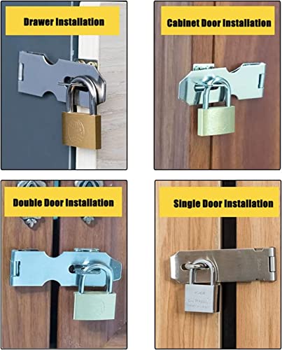 Image of Stainless Steel Padlock Hasp 2.89 inch Length Hasp Staple Padlock Latch with Screws for Furniture Window Cabinet Drawer Closet Silver Tone 2pcs