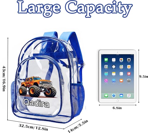 Personalized Kids Clear Backpack For Boys Girls, Custom Clear Backpack With Name Car Decor, Heavy Duty PVC Transparent Bookbag, First Day Of School Kindergarten Toddler Teen Schoolbag4