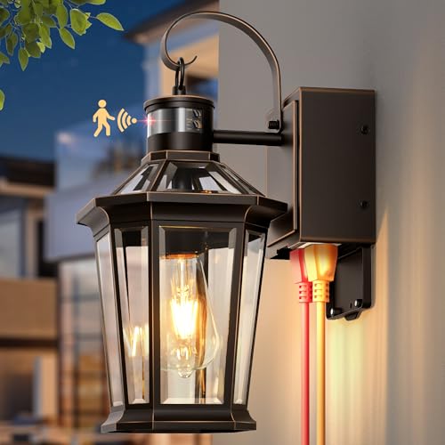 Image of Gleamz Motion Sensor Outdoor Wall Light with GFCI Outlet, Oil-Rubbed Bronze