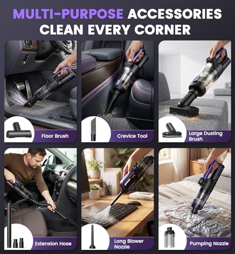 SURPUTS Cordless Car Vacuum, 18000Pa with 15-Min Runtime & Multi-Nozzle Kit — view 5