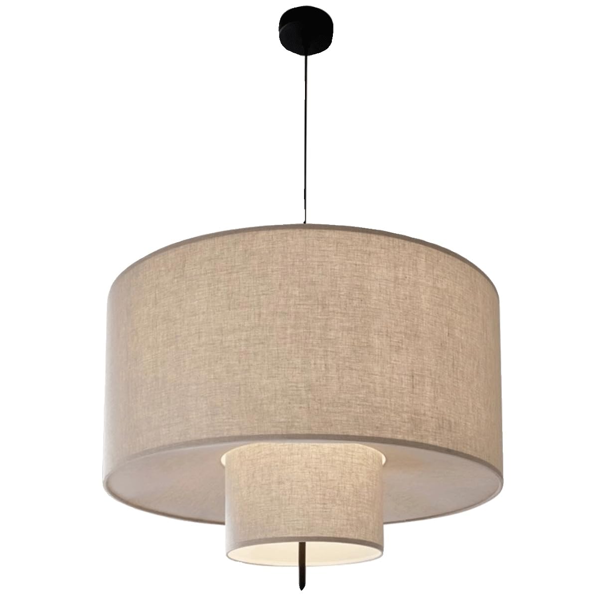 Luminaires Suspendus de Ferme, éclairage Suspendu Tambour à 2 Niveaux avec Abat-Jour en Lin, lustres Suspendus rustiques de 15,76 Pouces pour Salon Cuisine Salle à Manger E26