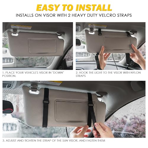 Image of Xprite White Green 48LED Visor Lights Interior Windshield Sunshield Lights for Construction Vehicles Towing Work Trucks Plows Pickup Truck