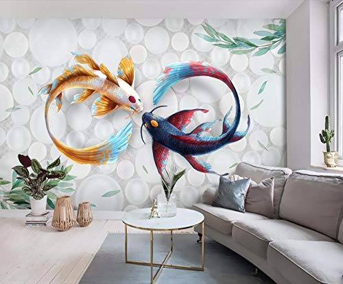 Papier peint moderne koi poisson fond 3d murale salon frais 250x175cm
