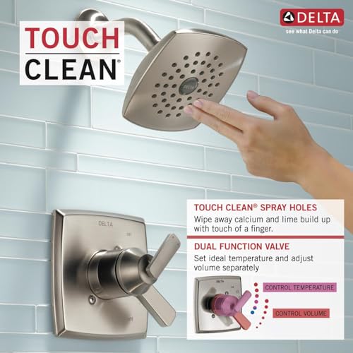 Image of Delta Faucet Ashlyn 17 Series Dual-Handle Shower Faucet, Shower Trim Kit with Single-Spray Touch-Clean Shower Head, Stainless T17264-SS (Valve Not Included)