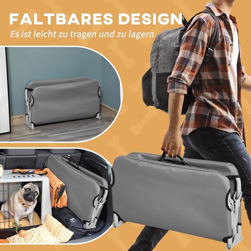 PawHut Hundeliege Outdoor, klappbar Erhöhte Haustierliege mit Stahlrahmen, Kühlendes Haustierbett für kleine Hunde, Hundebett für Draußen Camping, Grau, 71 x 58 x 20 cm