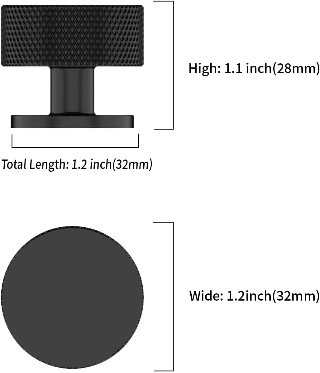 Asidrama 10 Pack Matte Black Kitchen Cabinet Knobs, Knurled Cabinet Knobs Kitchen Cabinet Hardware for Cupboard Drawer Knobs Dresser Knobs