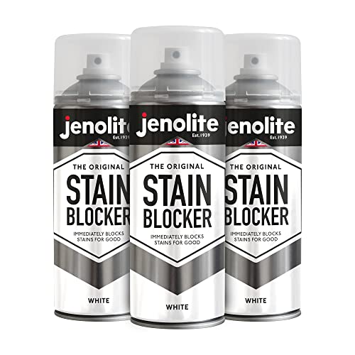 JENOLITE Vernice spray antimacchia | Bianco | 3 x 400 ml | Vernice sigillante per umidità | Vernice antimacchia per pareti e soffitti | Blocca istantaneamente le macchie per una protezione duratura