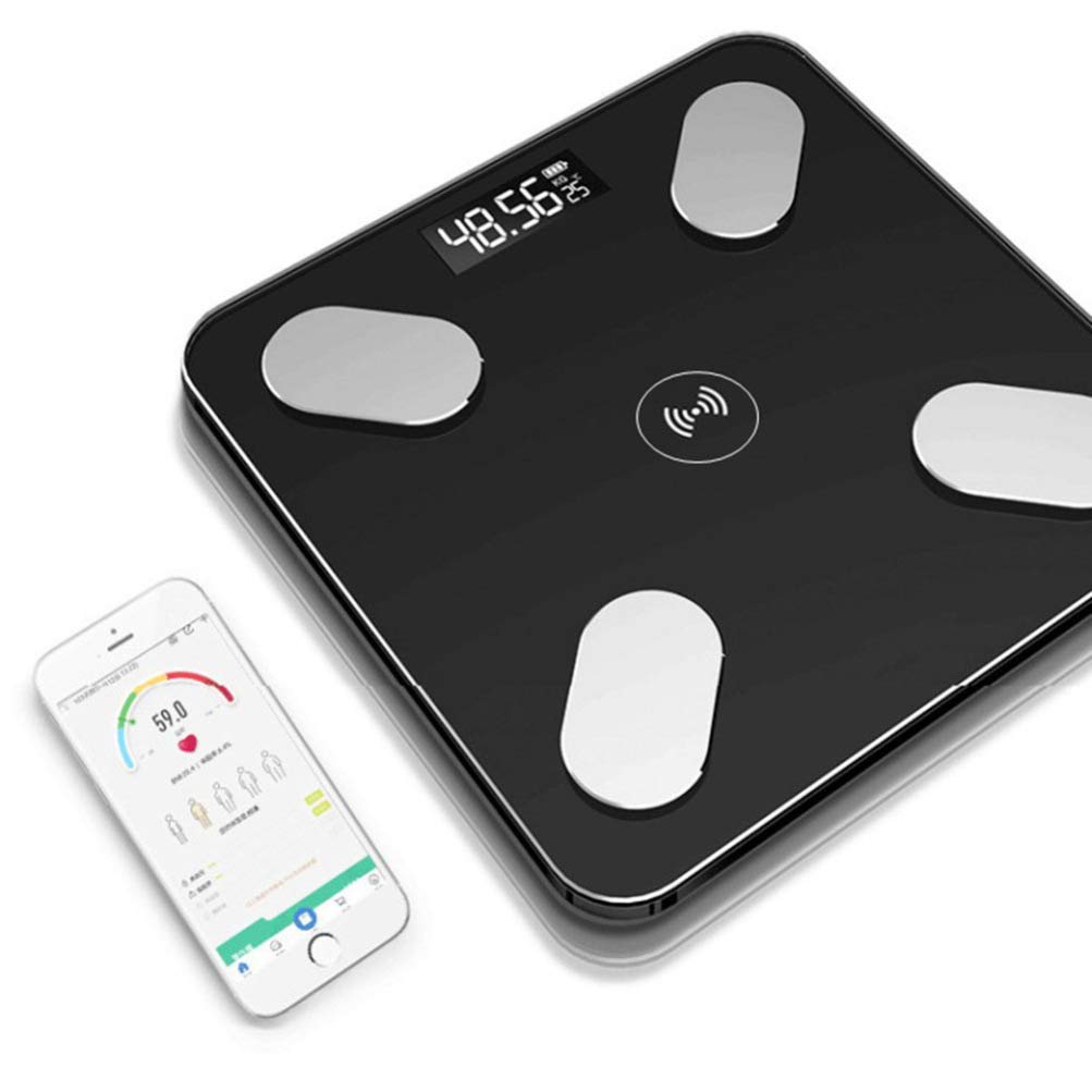 Uonlytech Báscula Electrónica De Salud Inteligente Báscula De Grasa Corporal Medición De Peso Corporal Para Uso Casa Negro