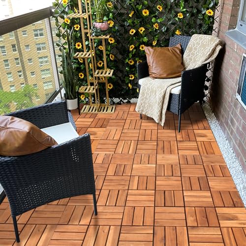 Baldosas de madera para terraza de acacia 30x30 cm 3