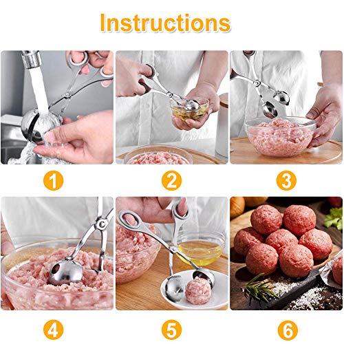 2 stuks vlees ballers, roestvrij staal vlees baller tang, geen-stick vlees ballers, roestvrij staal vlees baller tang, non-stick tang taart gehaktbal maker ijs tang koekje schep - Image 6